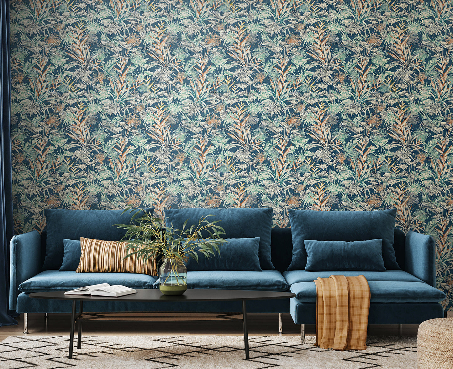 TROPICAL CANOPY - Teal & Navy