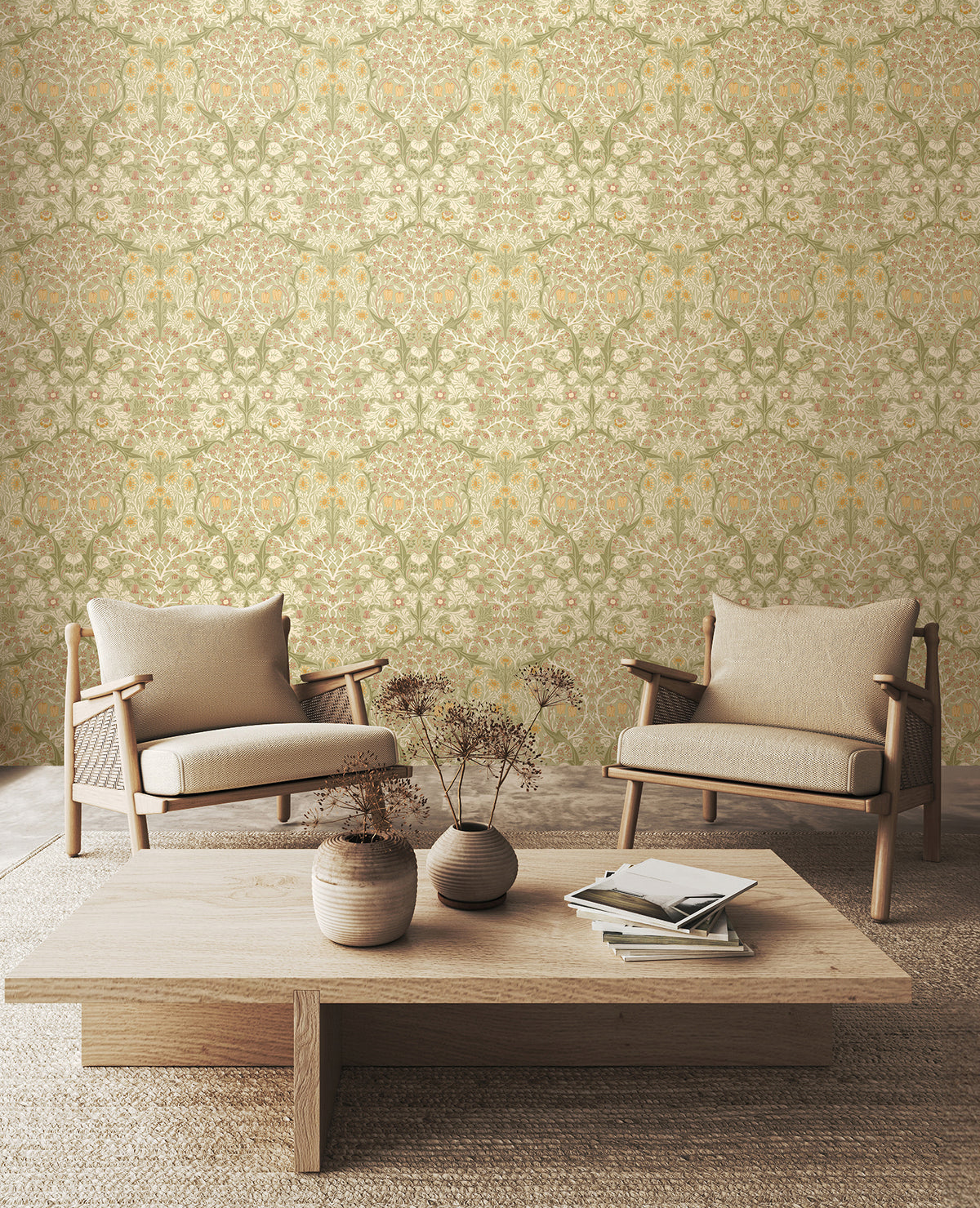 BLACKTHORN DAMASK - Olive & Clay