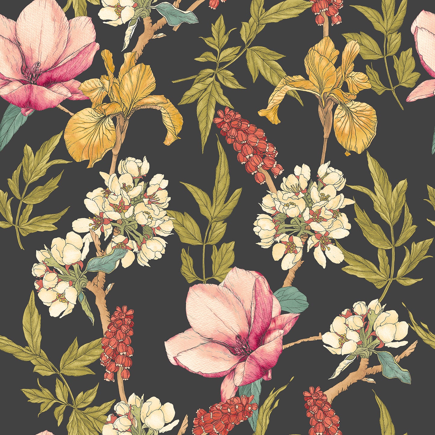 ORCHID BLOOM - Ebony & Raspberry