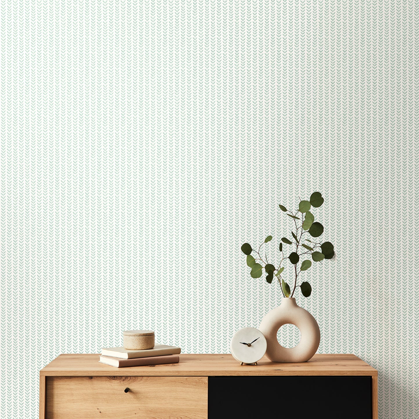 DITSY LEAF STRIPE - Duck Egg