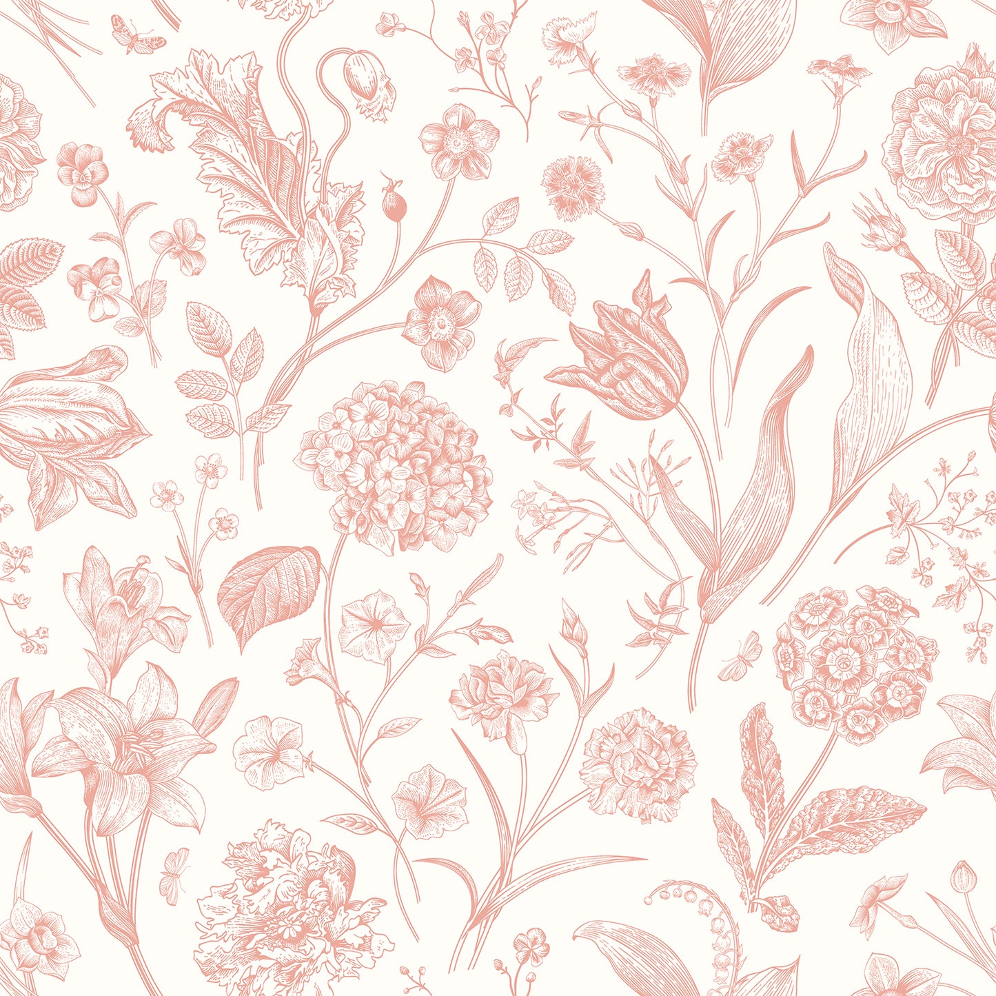 FLORAL TOILE - Soft Coral