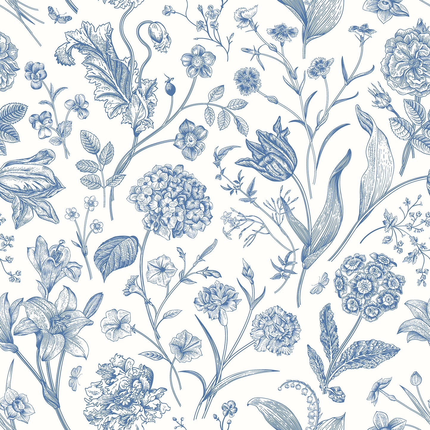 FLORAL TOILE - Royal Blue