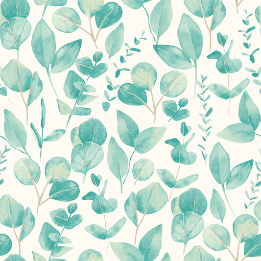 WATERCOLOUR LEAVES - Aqua & Chalk