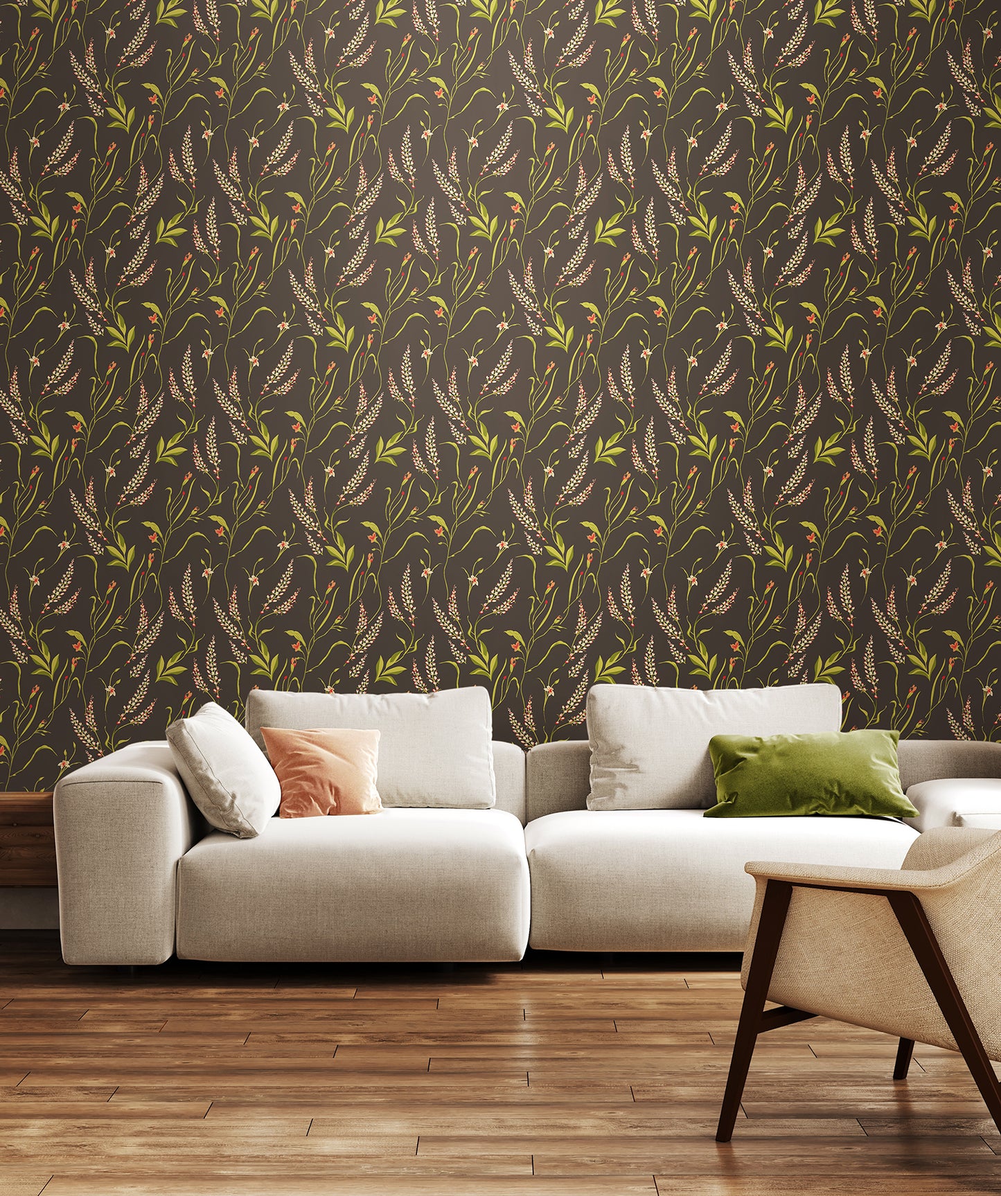 SPRINGTIME MEADOW - Charcoal & Coral