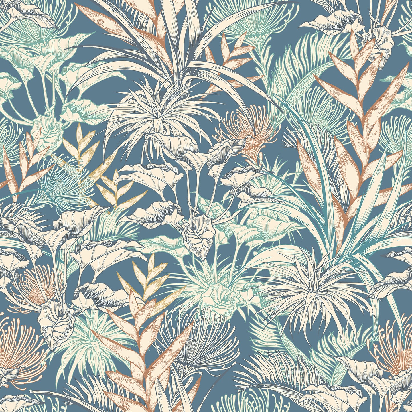 TROPICAL CANOPY - Teal & Navy