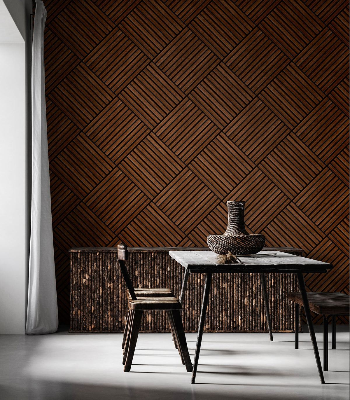 DIAMOND SLAT LARGE - Walnut
