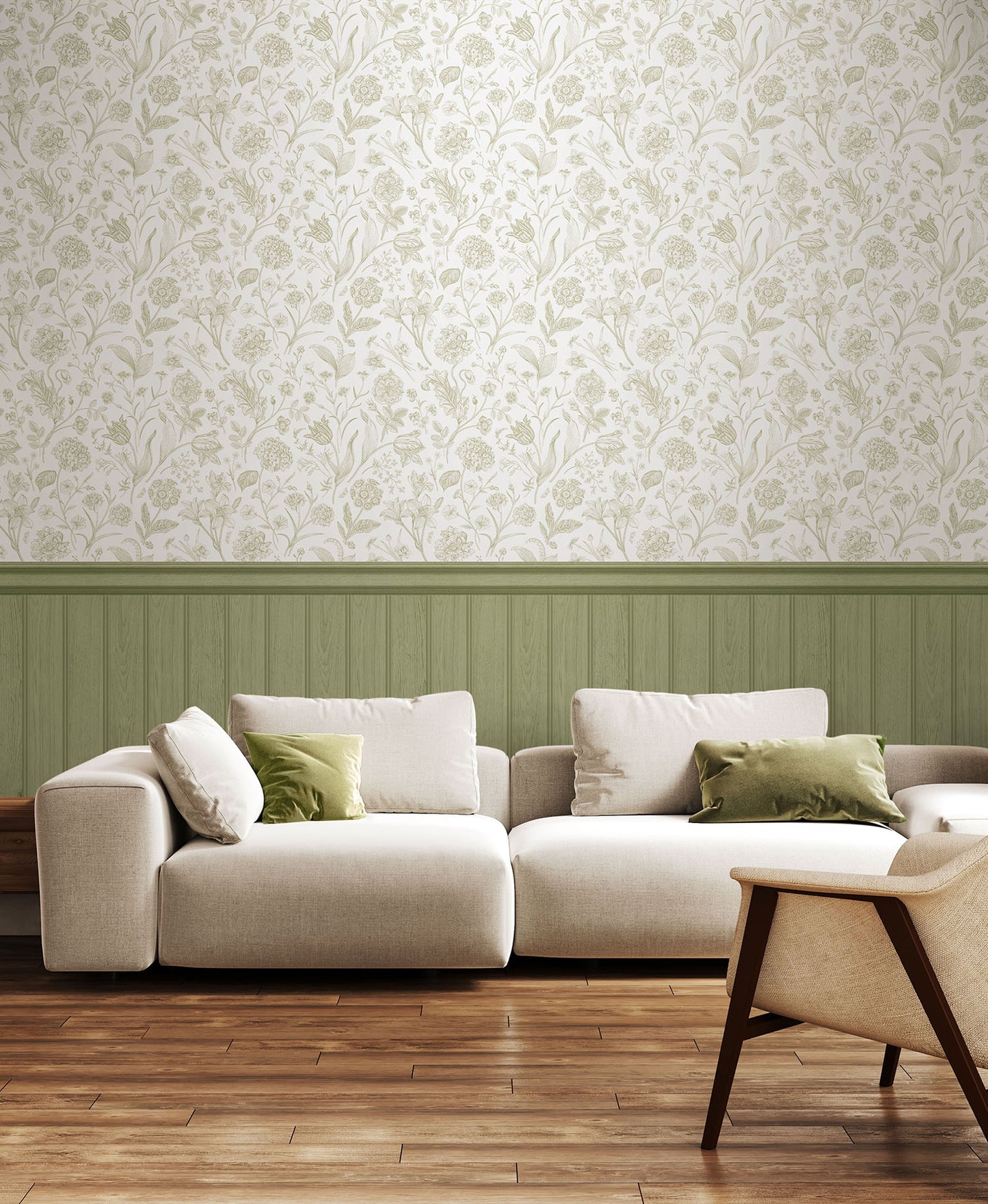 TONGUE & GROOVE FLORAL TOILE - Sage