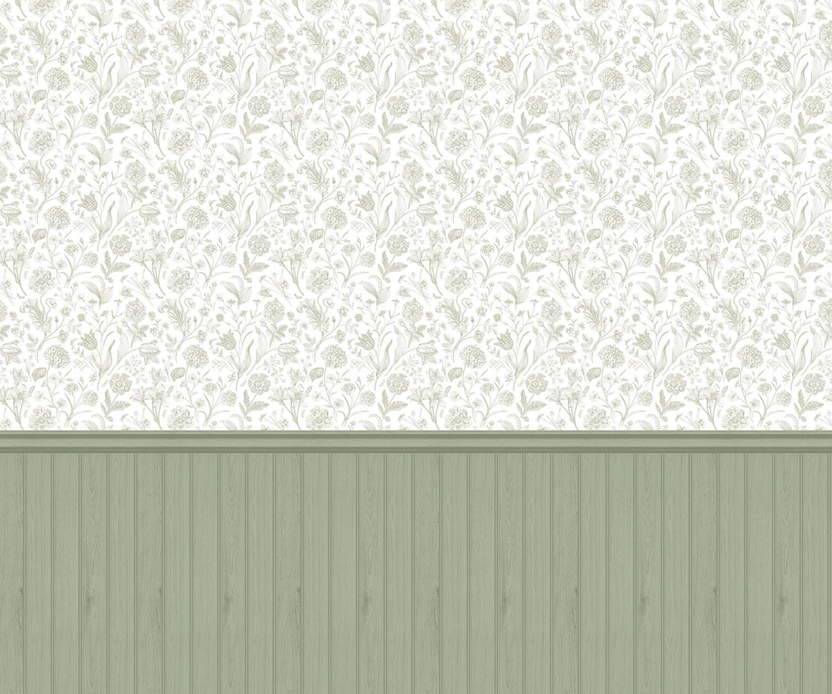 TONGUE & GROOVE FLORAL TOILE - Sage