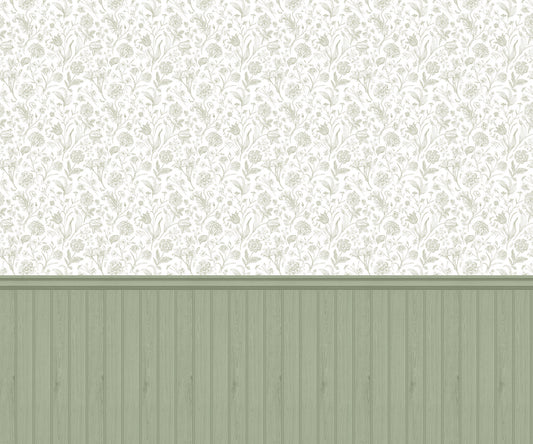 TONGUE & GROOVE FLORAL TOILE - Sage