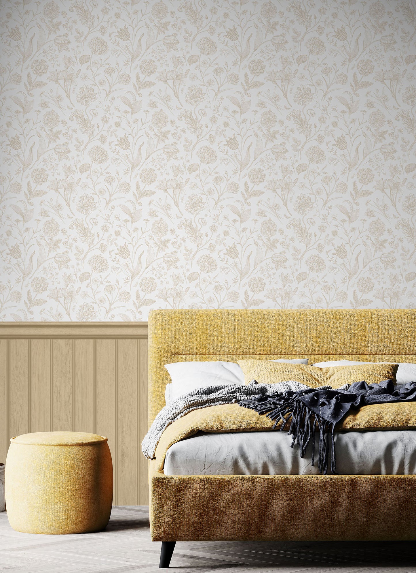TONGUE & GROOVE FLORAL TOILE - Sand