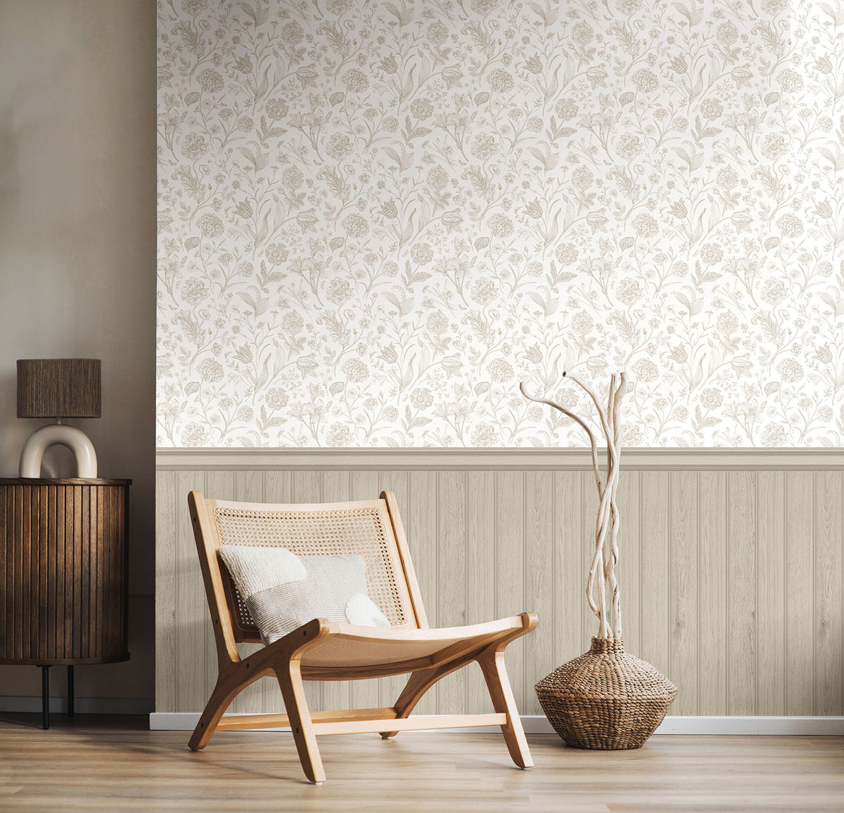 TONGUE & GROOVE FLORAL TOILE - Stone