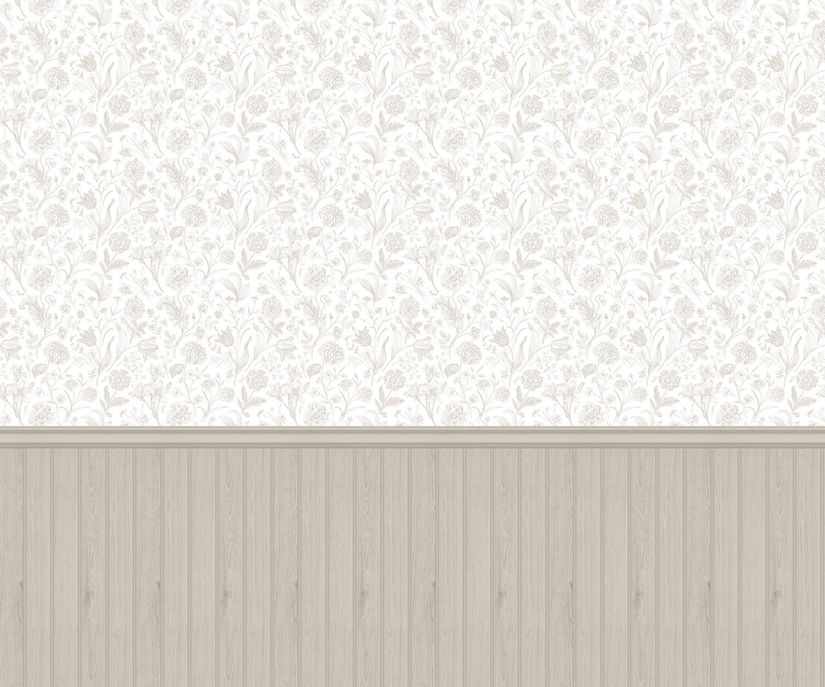 TONGUE & GROOVE FLORAL TOILE - Stone