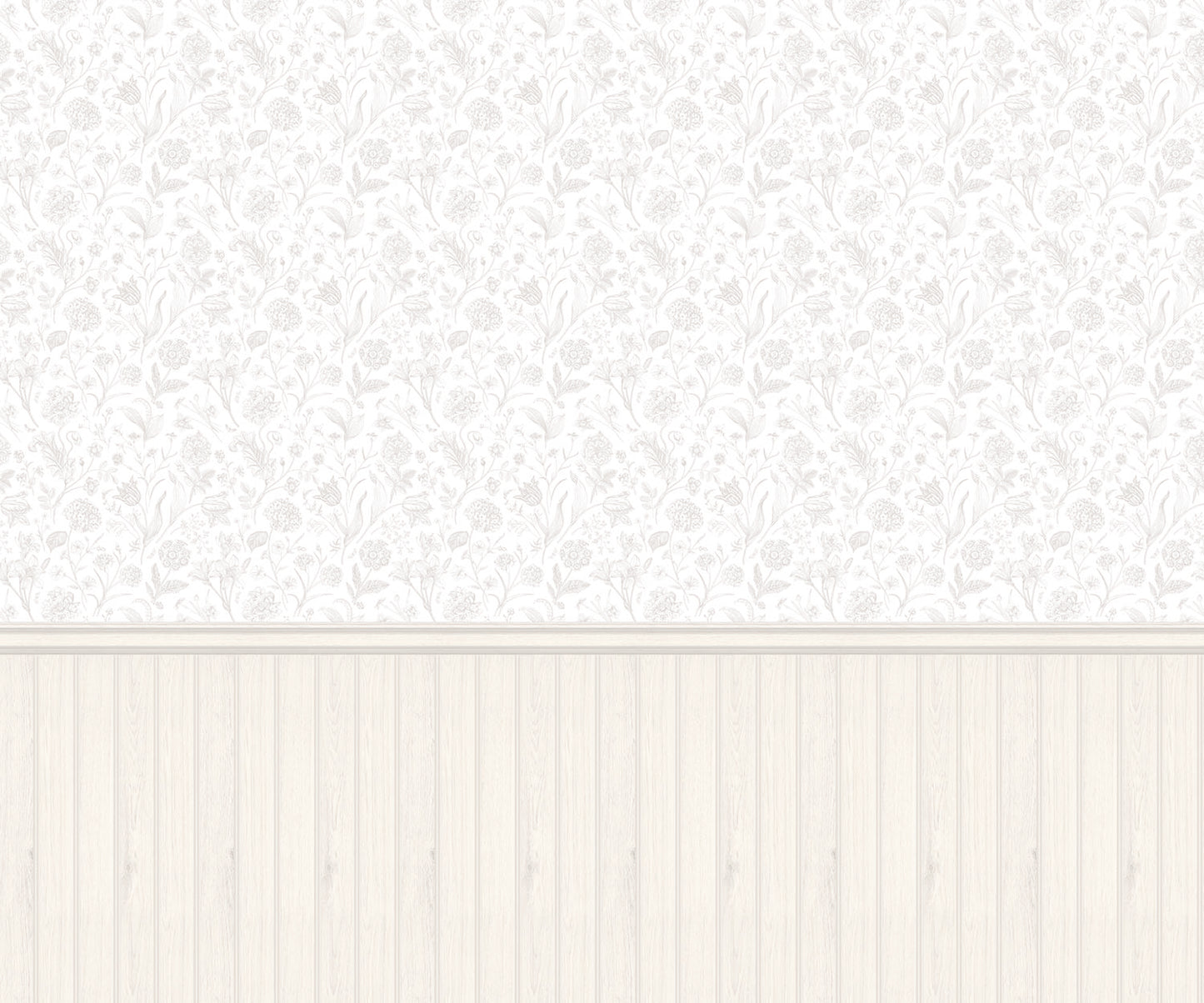 TONGUE & GROOVE FLORAL TOILE - Washed White