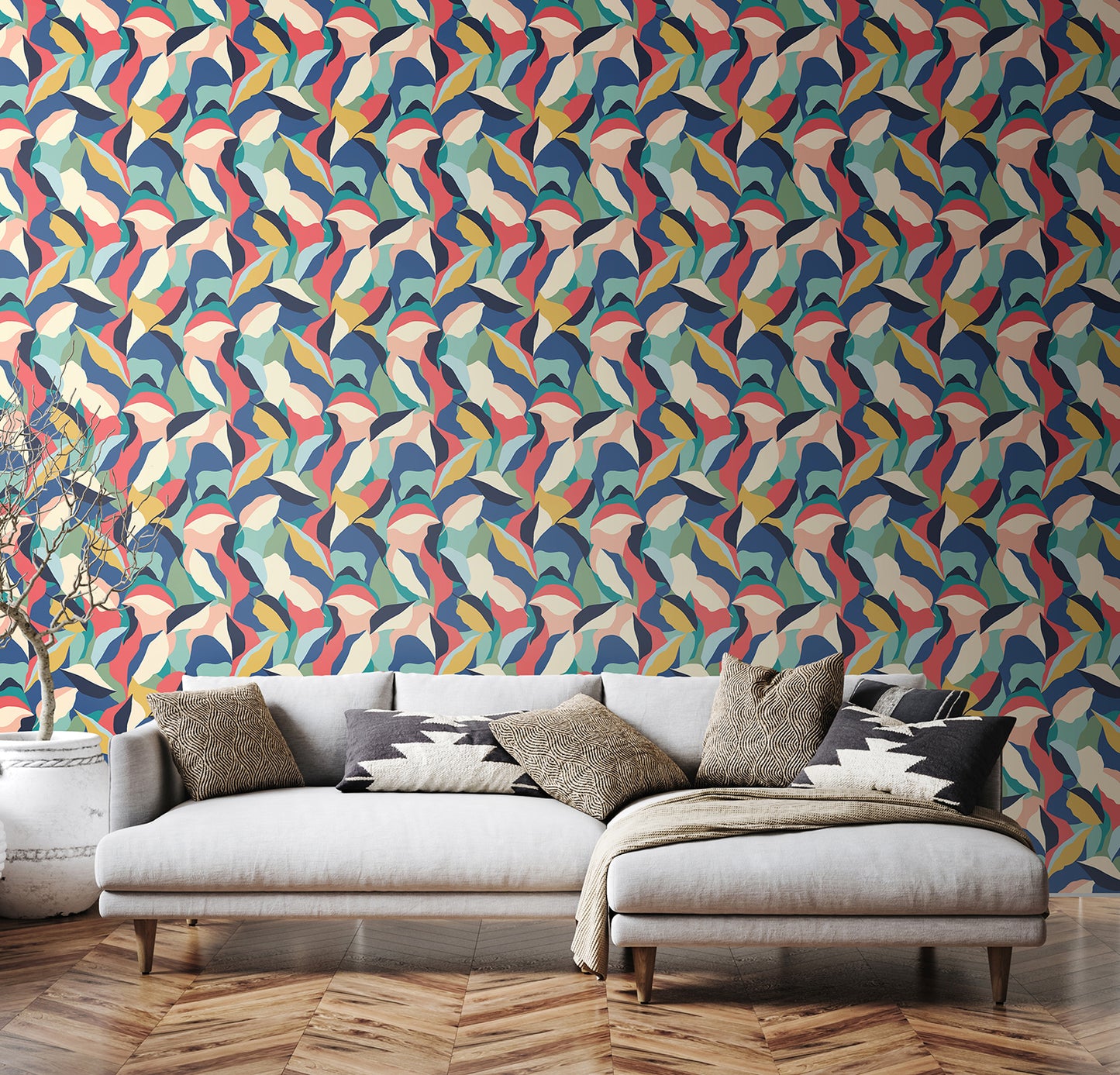 LEAFY PATCHWORK - Navy Twist