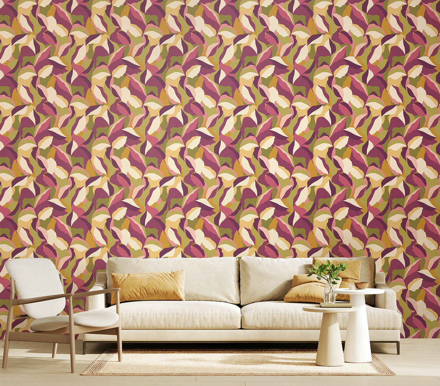 LEAFY PATCHWORK - Plum & Olive