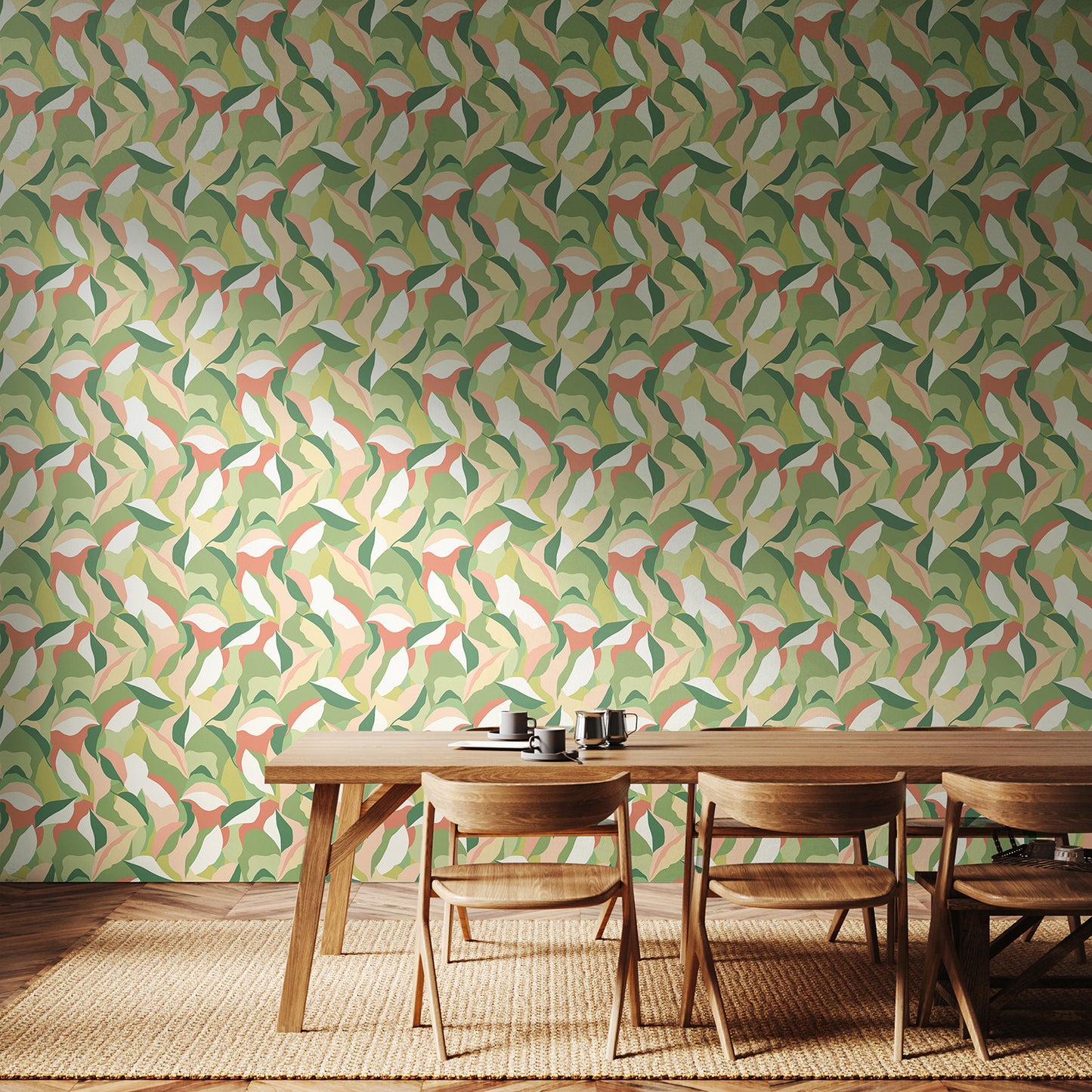 LEAFY PATCHWORK - Olive & Blush