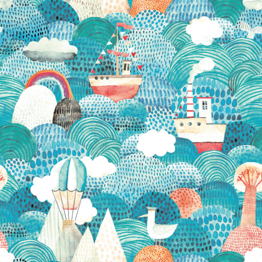 SHIPS AHOY - Aqua & Coral
